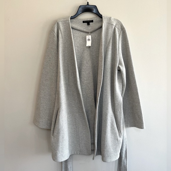 Banana Republic Pique Kit Cardigan Jacket Light Gray, Size L - Picture 2 of 9